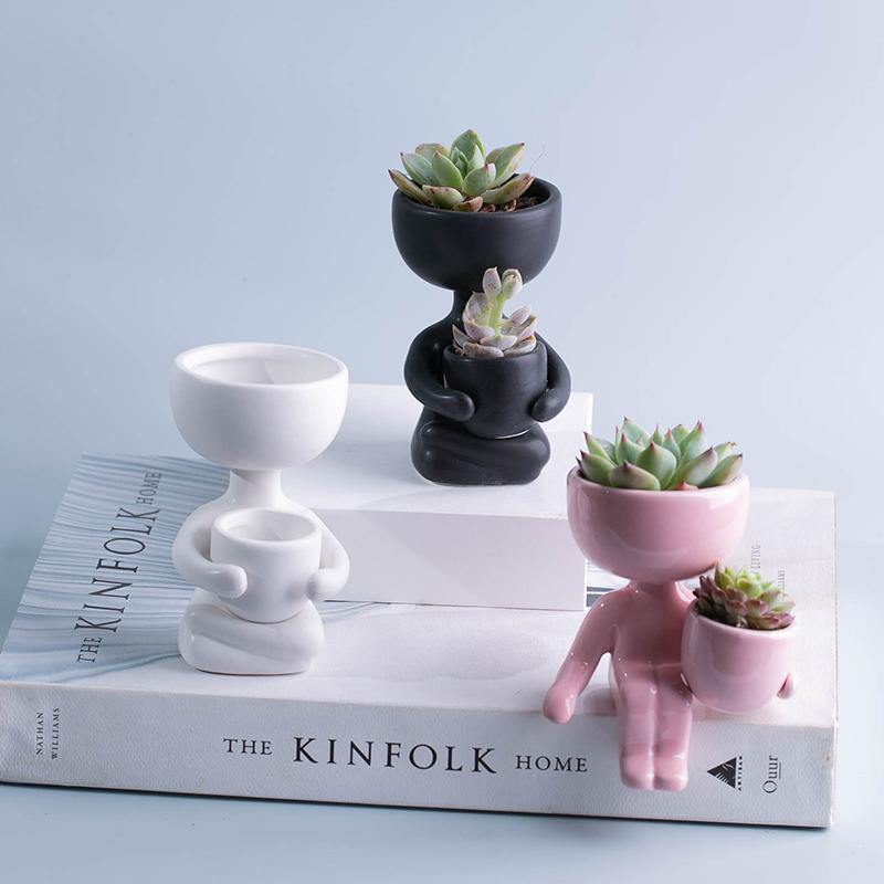 Petite Person Clay Succulent Planter
