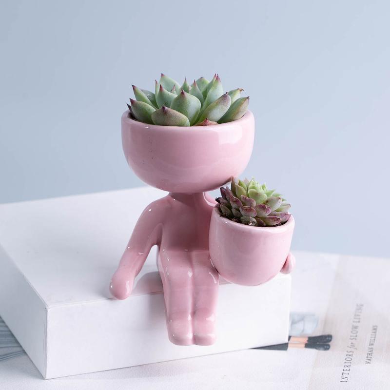 Petite Person Clay Succulent Planter